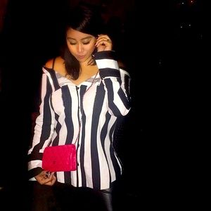 Topshop striped off the shoulder top